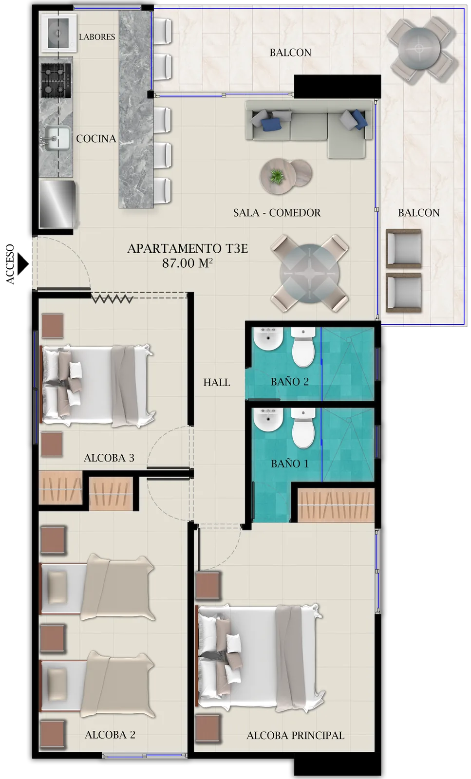 Apartamento Tipo 3E imagen 2